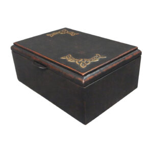 10x7x4 inch Leather and Gold Storage Box